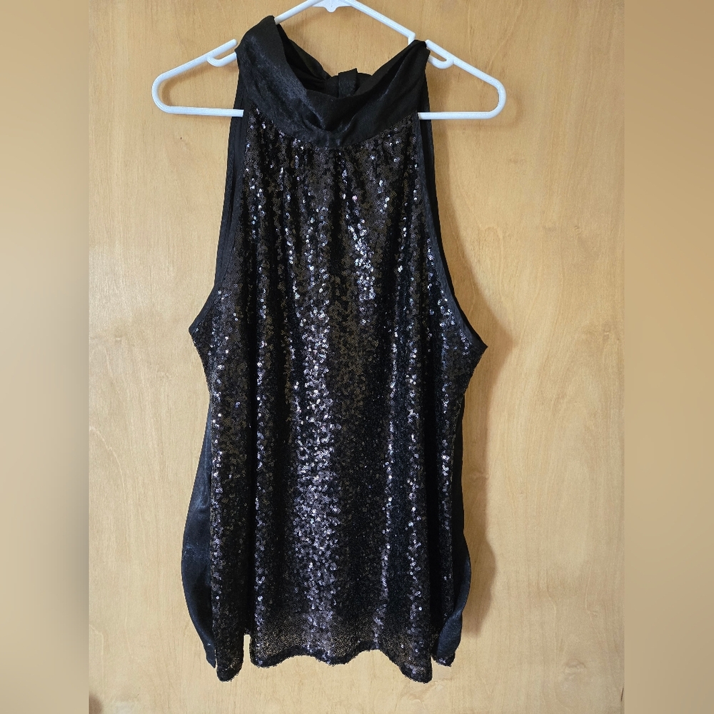 ANDREE BY UNIT Black Sequin Tank Top